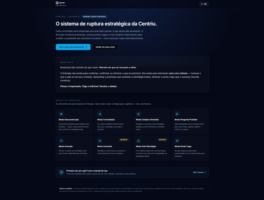Centriu Entropia — ruptura estratégica controlada em ação