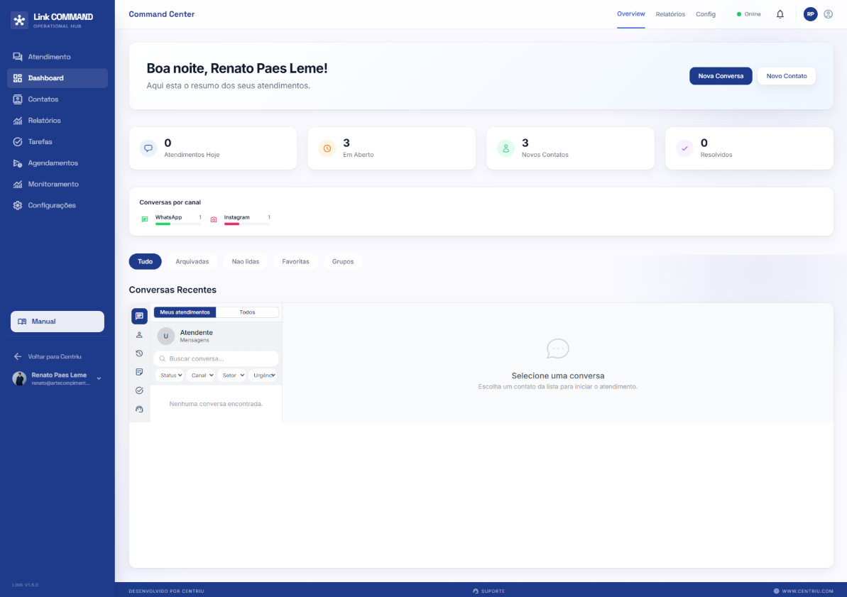Centriu Link — inbox omnichannel de atendimento ao cliente