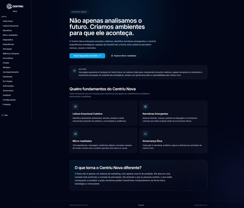 Centriu Nova — formulários inteligentes e inteligência narrativa em ação